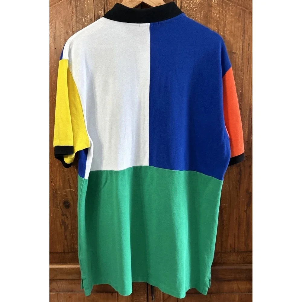 Polo Ralph Lauren COLORBLOCK‎ Shirt BIG MULTI-COLOR Rainbow PONY Large Tall LT